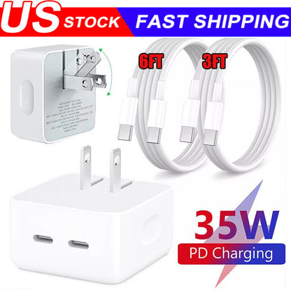35W Portable Fast Charger Adapter Dual PD USB-C For iPhone 16 15 14 13 Pro Max