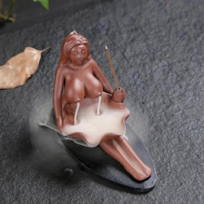 Purple Teahouse Incense Ceramic Crafts Incense Waterfall Censer Decor Ornaments