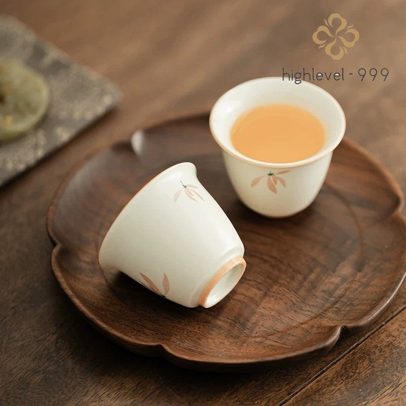 Orchid Ceramic Tea Cup Ding Kiln Chinese Kung Fu Tea Cup High Quality Single Cup