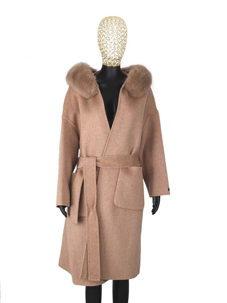 2023 Coat Collar Jacket Winter Outerwear Women With Belt