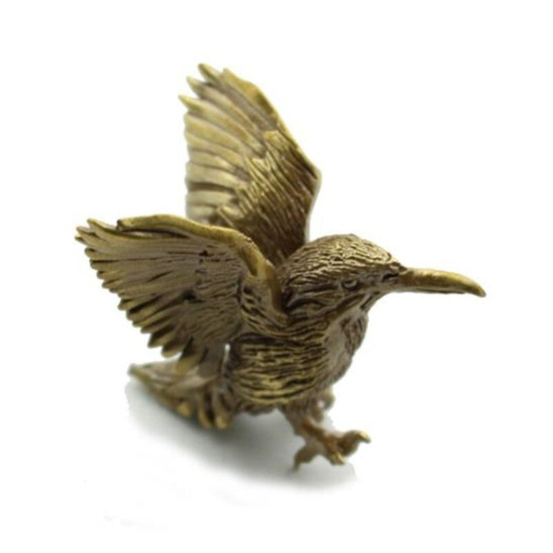 Pure Brass Bird Figurine Tea Pet Ornament Miniature Mini Figure Collectible Toy