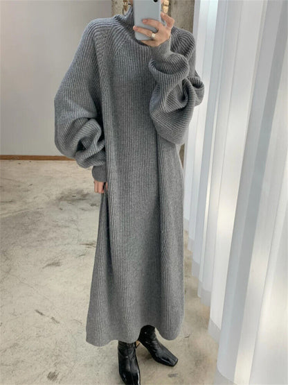 Women Dress Sweater Women Dress Thick Winter Dresses Turtleneck Black