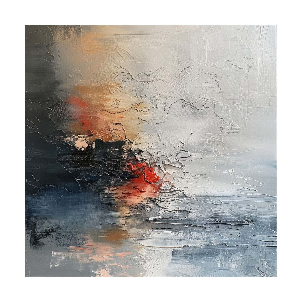 Hand-painted oil painting Abstract on canvas Modern wall decor art Sea Gray
