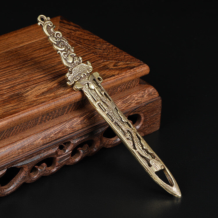 Brass sword Statue Sculpture Home Decor Gift Tabletop Figurine
