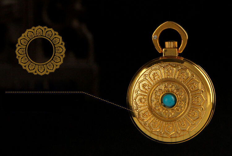 3.5cm New Buddhism Holy Blessed Gilt Copper Dorje Locket Prayer Box Pendant