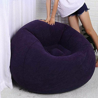 Large Sofa Inflatable Lounge Chair Bean Bag Outdoor Furniture Camping PVC Blue