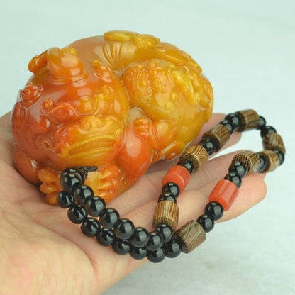 Huanglongyu Oversized Domineering Mother and Son Pixiu Hand Handle