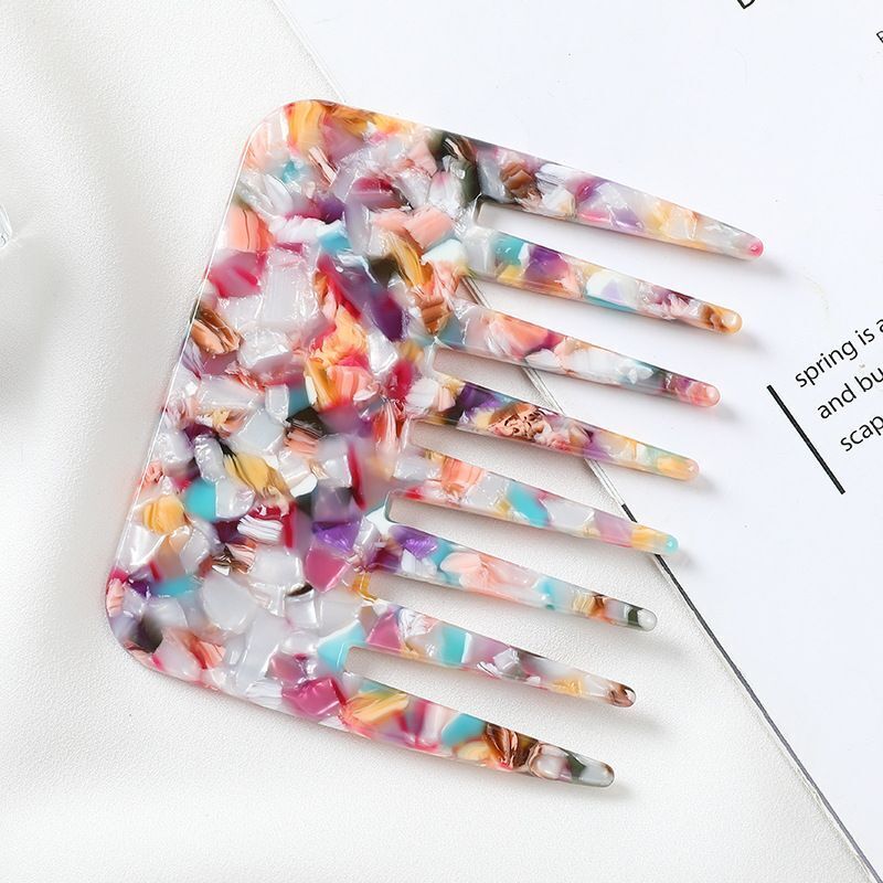 Women Hair Comb Acetic Acid Sheet Wide Tooth Anti-Static Stylish Exquisite 9.5cm