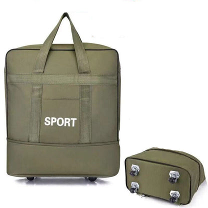 Large Capacity Foldable Luggage Trolley Bags Oxford Expendable Wheel Travel Bags