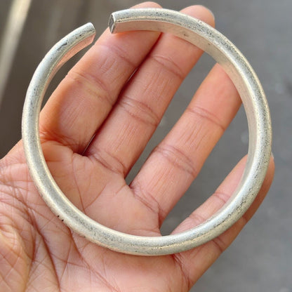 Tibetan Silver Bangle Handmade Ethnic Floral Bangle Nepal Copper Plated Silver