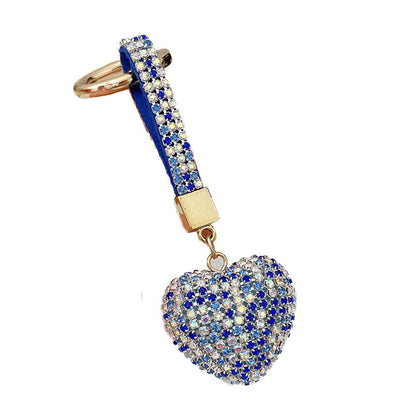 Car Hanging Bag Pendant Key Ring Jewelry Accessories Rhinestone Heart Keychain