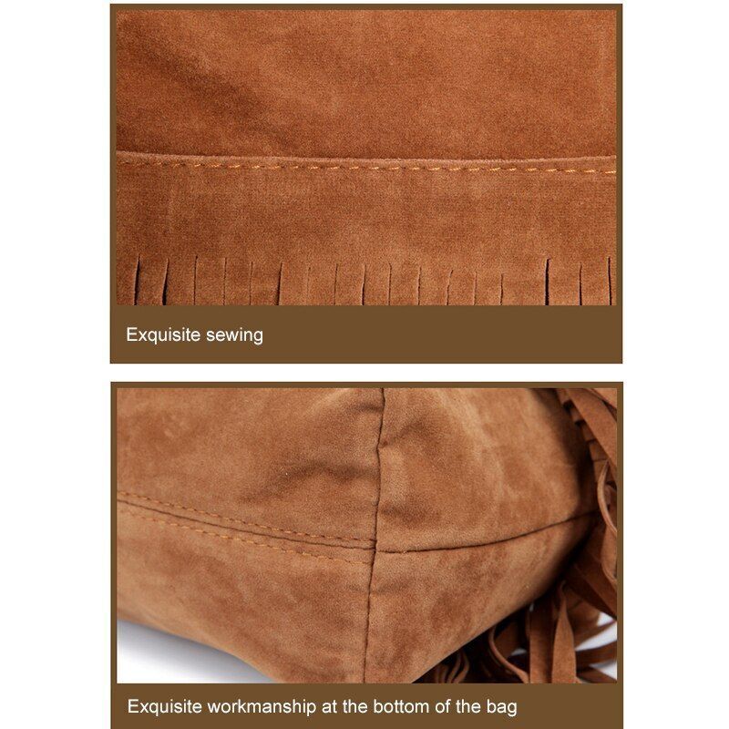 Fringed Leather Shoulder Bag Adjustable Knitting Strap Soft Messenger Bags 1 PC