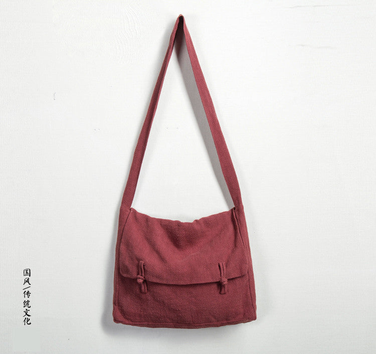 Chinese Buddhist Cotton Linen Crossbody Bags Zen Monk Meditation Shoulder Bag