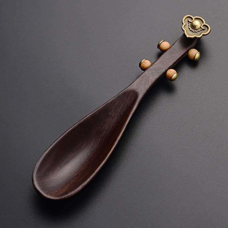 18CM Black Sandalwood Pipa Tea Spoon Tea Set Accessories Tea Shovel Tea Spoon