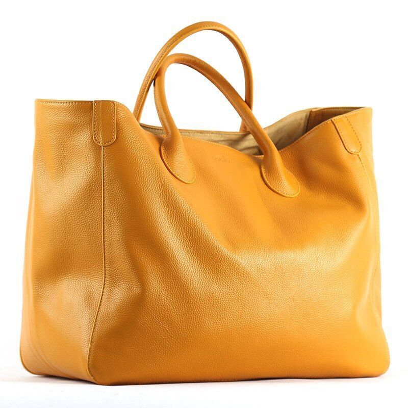 Oversized Tote Bag Genuine Leather Handbag Purse Brown Large Shopper Bag Travel
