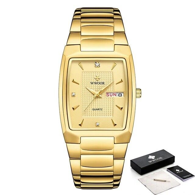 Nuevo Reloj De Color Dorado Para Hombre - Cuarzo De Lujo - Acero Inoxidable