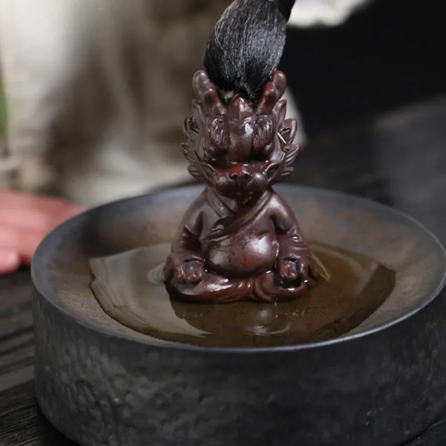 Purple Clay Tea Pet Meditation Dragon 9cm Chinese Statuary Tea Play Desktop