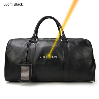 Men Women Travel Bag Cow Leather Carry On Luggage Bag Travel Shoulder Bag