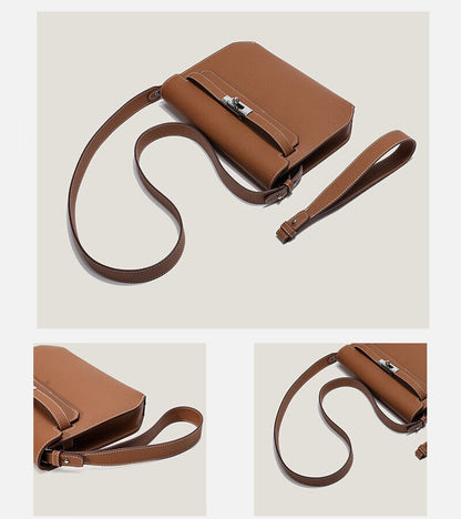 Small Flap Real Leather Belt Clutch Purse Briefcase Shoulder bag Satchel Handbag