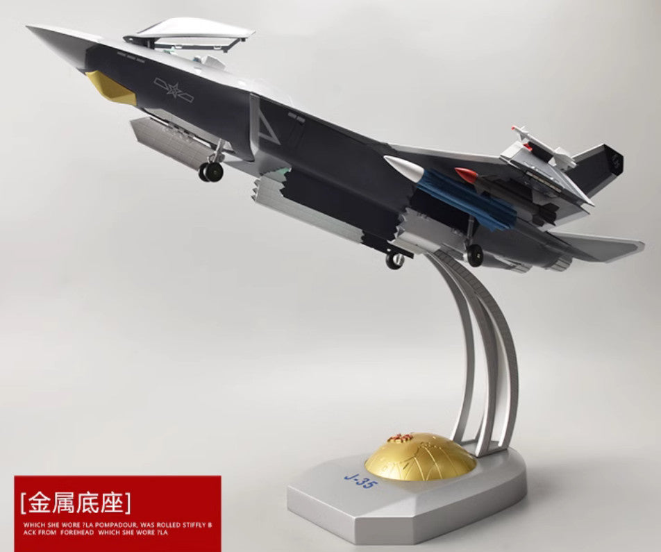 1:30 50CM China J-35 Fighter Jet Airplane Diecast Military Aircraft Plane Model