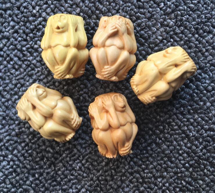Wood Carving Pendant Don't Listen Don't Ask Don't Listen Monkey Pendant