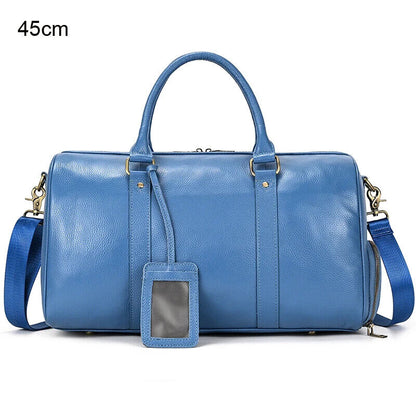 Men Women Travel Bag Cow Leather Carry On Luggage Bag Travel Shoulder Bag