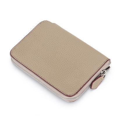 Genuine Leather Short Wallet Card Holders Small Coin Purse Zipper Slim Money Bag