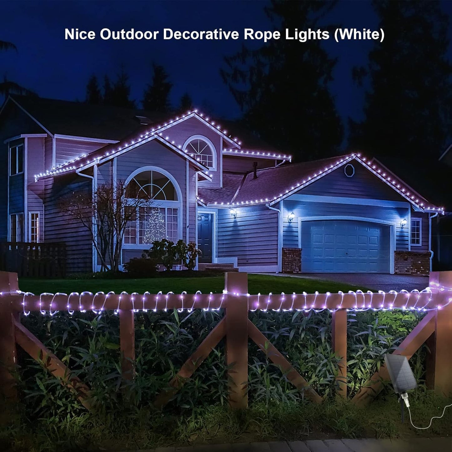 Solar Rope Lights Outdoor Waterproof 66ft 200LED Tube String Lights for Yard
