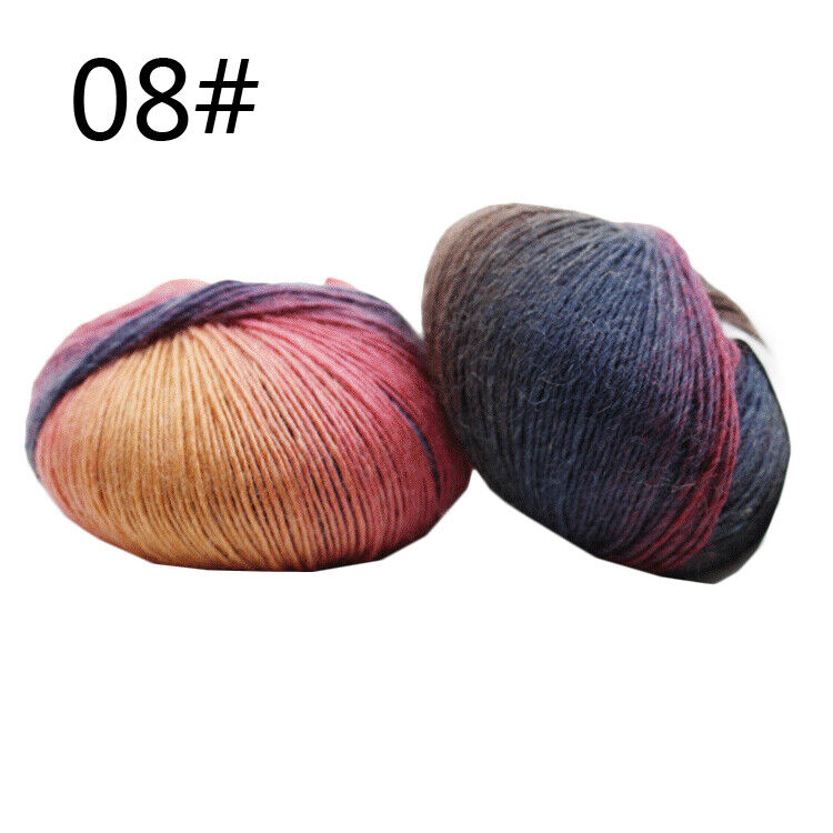 Hot Sale 50g Crochet soft Rainbow Dyeing Wool Yarn Crafts Hand Knitting Yarn