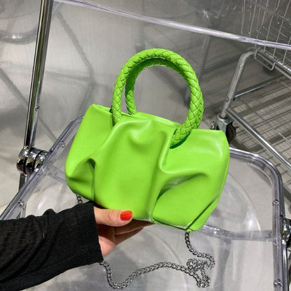 Crossbody Bag Green Single Shoulder Bags For Women Fashion Pleated Messenger Bag