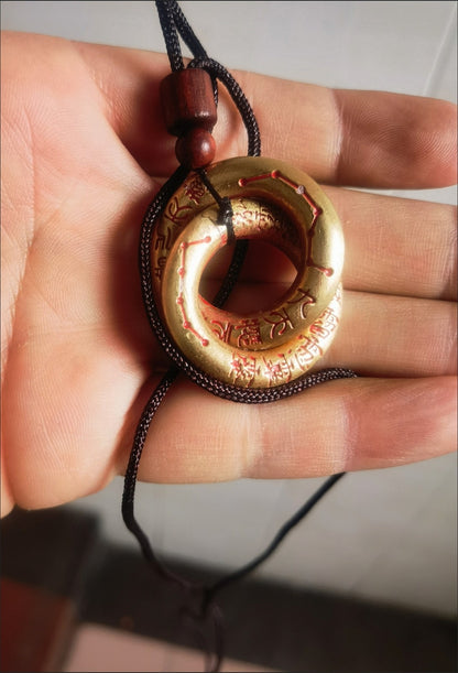 Brass Qiankun Circle Pendant Fengshui Handheld Ornament Taoist Amulet