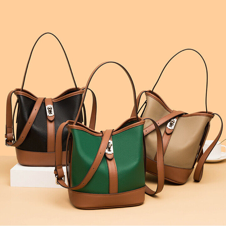 women's real leather sling shoulder bag new desinger zipper bucket bag
