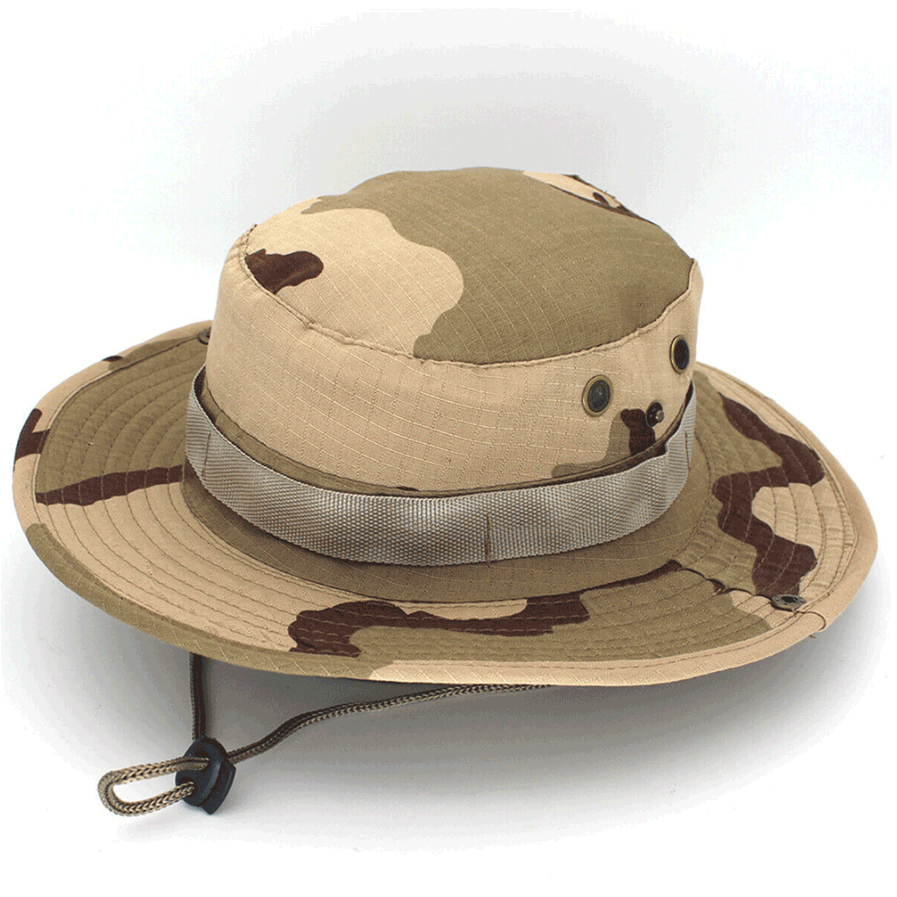 Boonie Bucket Hats Cap Cotton Fishing Hunting Mesh Summer Military Men Sun Brim