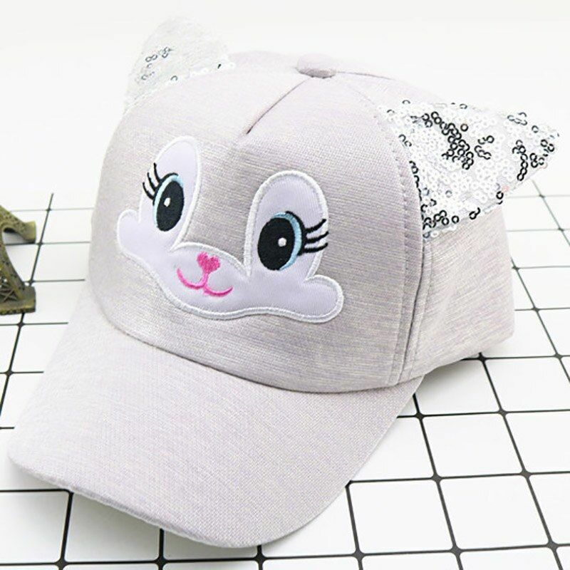 Baby Hats Spring Summer Girl Baseball Caps Glitter Rabbit Ear Pearl Sun Children