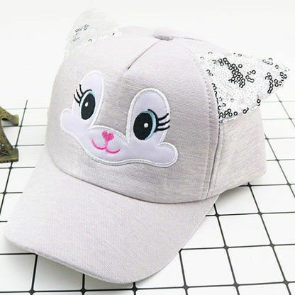 Baby Hats Spring Summer Girl Baseball Caps Glitter Rabbit Ear Pearl Sun Children