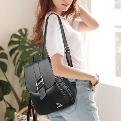 Leather Backpack Purse Luxury Bags Multifunction Travel Rucksack School Book Bag