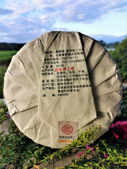 357g Ancient Tree Pu'er Green Tea Zhonghong India Mint Tang Pu'er Cha Tea