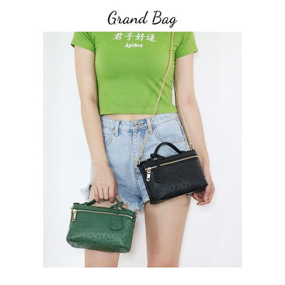 Handbag Ostrich Pattern Leather Bag Women Clutch Party Purse Ostrich Bag Chain