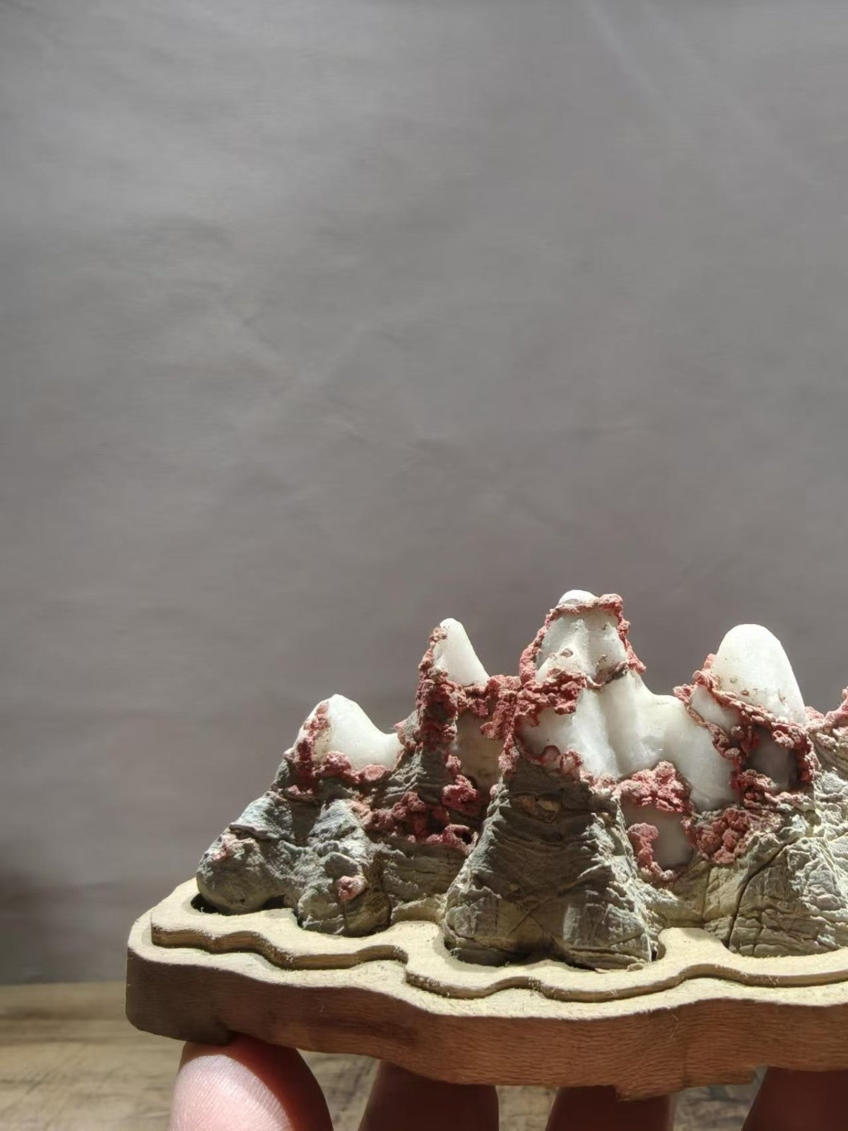 Natural Lingbi Stone Bailing White Mountain Stone Bonsai Suiseki Home Design