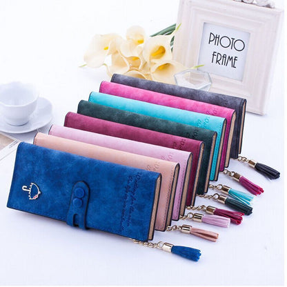 Wallet Clutch Synthetic Leather Tassel Card Holder Phone Bag Money Coin Purses