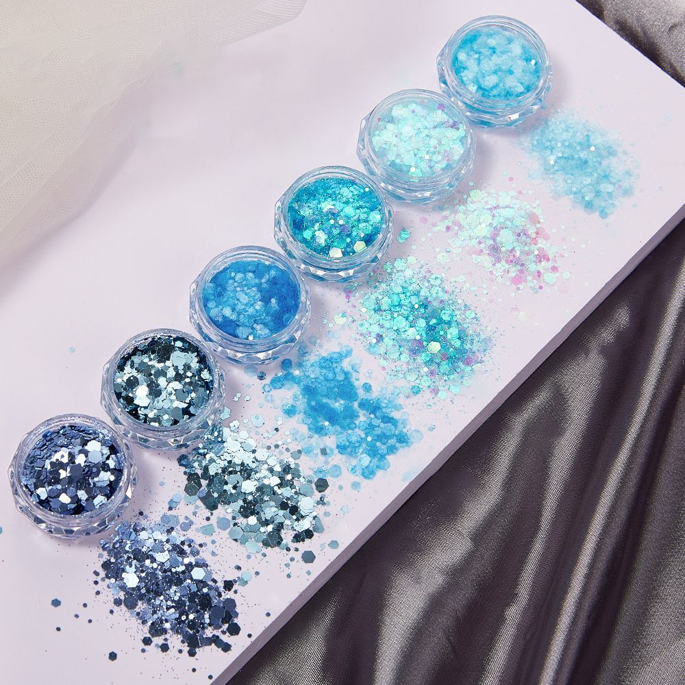 Nail Art 6Pcs Sequins Glitter Hexagon Flakes DIY Epoxy Silicone Mold Filling Kit