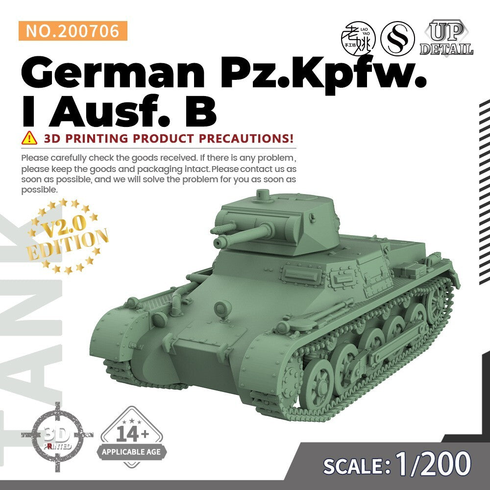 SSMODEL SS200706 1/200 Military Model Kit German Pz.Kpfw. I Ausf. B