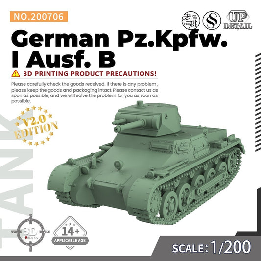 SSMODEL SS200706 1/200 Military Model Kit German Pz.Kpfw. I Ausf. B