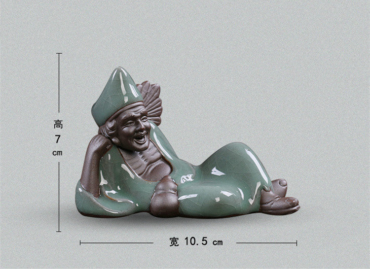 10.5cm Chinese Porcelain JiGong Statue Craft Tea Pet Tea Play Kung Fu Tea Set