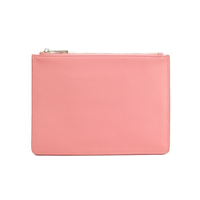 Customized Letters Pouch Synthetic Leather Clutch Bag Small Handbag Purses Pink