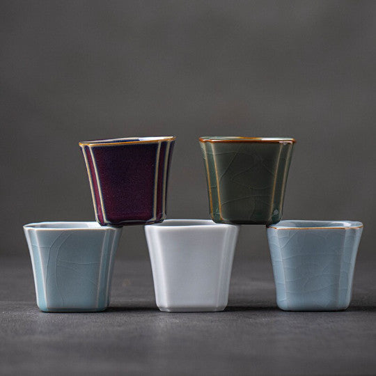 Square Ceramic Teacup Porcelain Tea Cup 50ml