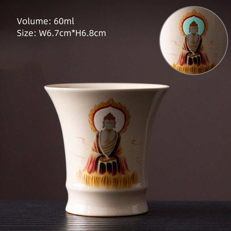 Noctilucent Design Chinese Porcelain Tea Cup Ceramic Buddha Style Master Cup New