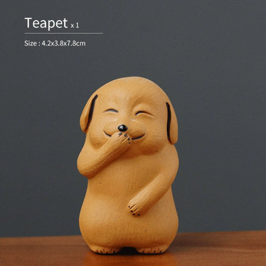 Yixing Clay Ceramic Teapet Funny Dog Tea Accessories Tea Pet Tea Tray Desk Pet