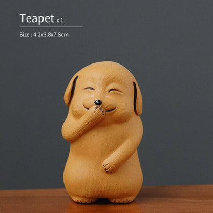 Yixing Clay Ceramic Teapet Funny Dog Tea Accessories Tea Pet Tea Tray Desk Pet