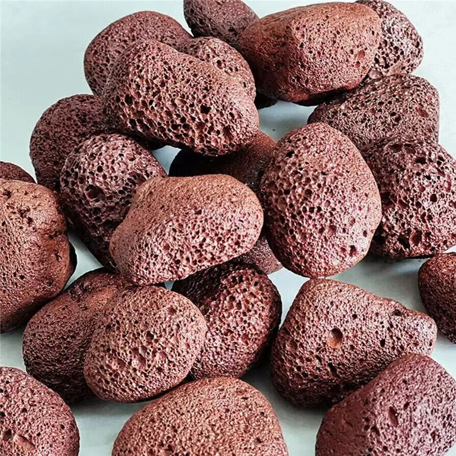 Aquarium Decoration 100g Natural Porous Stone Geode Red Volcanic Rock Ornaments